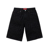 Short Supreme Denim Frayed Croc en negro