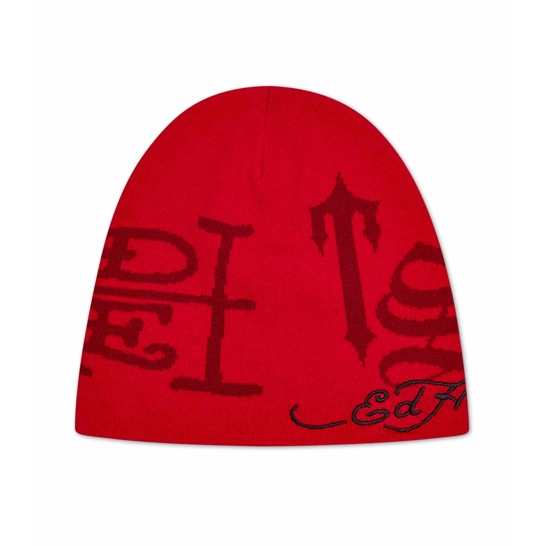 Gorro de lana Trapstar x Ed Hardy en rojo