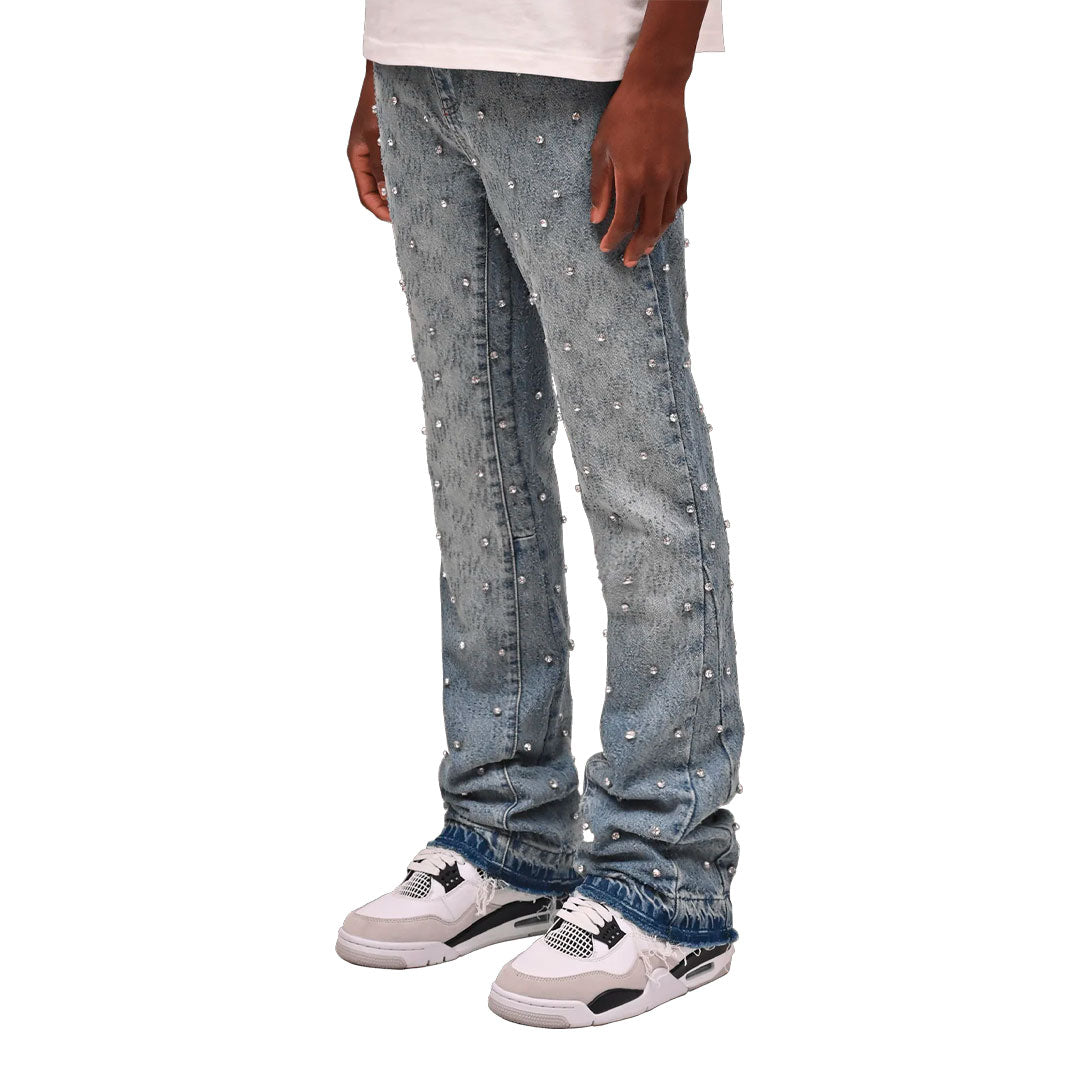 Pantalón Reputation Rhinestone Flare Light Stone