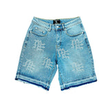 Short Mixed Emotion ME Rhinestone Blue Denim