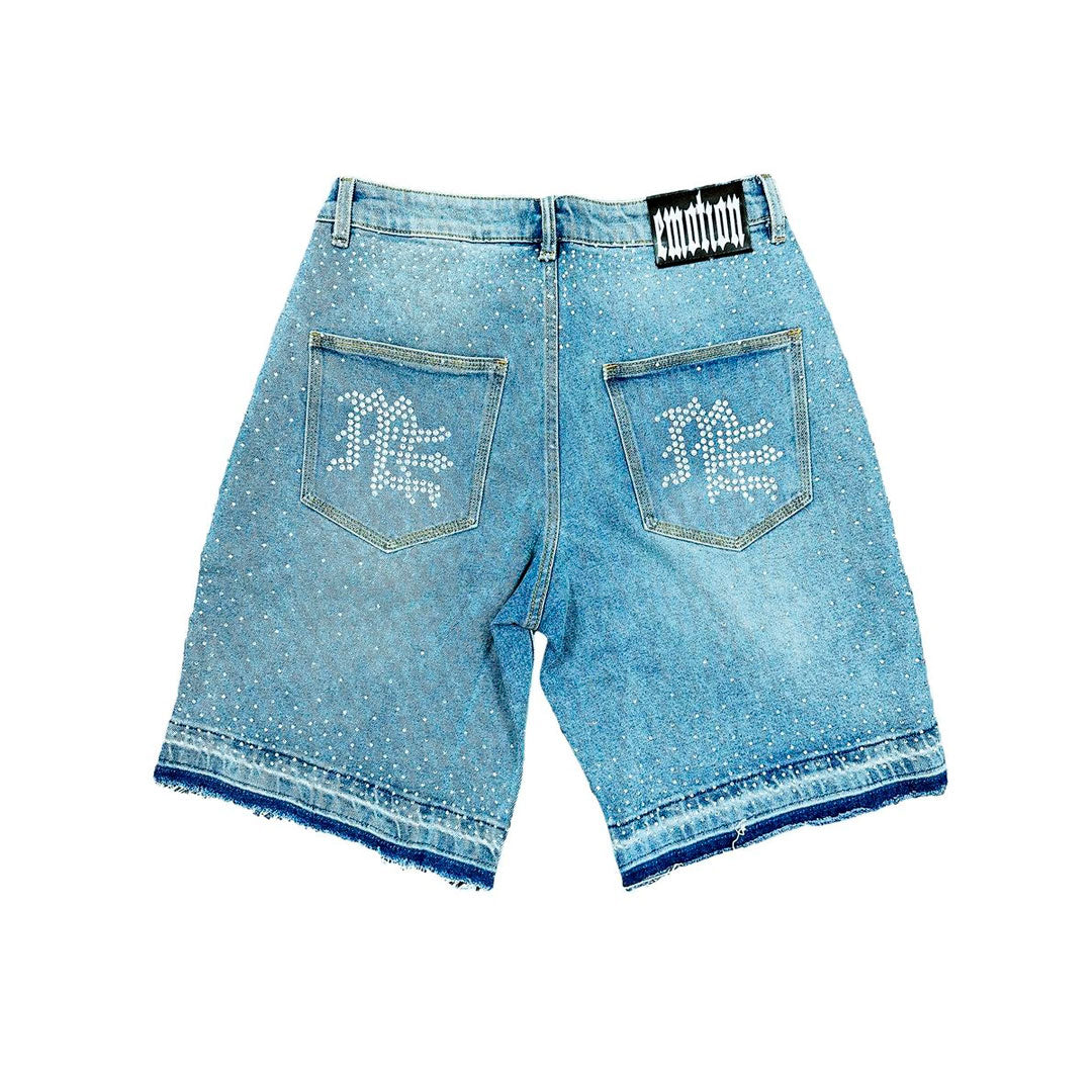 Short Mixed Emotion ME Rhinestone Blue Denim