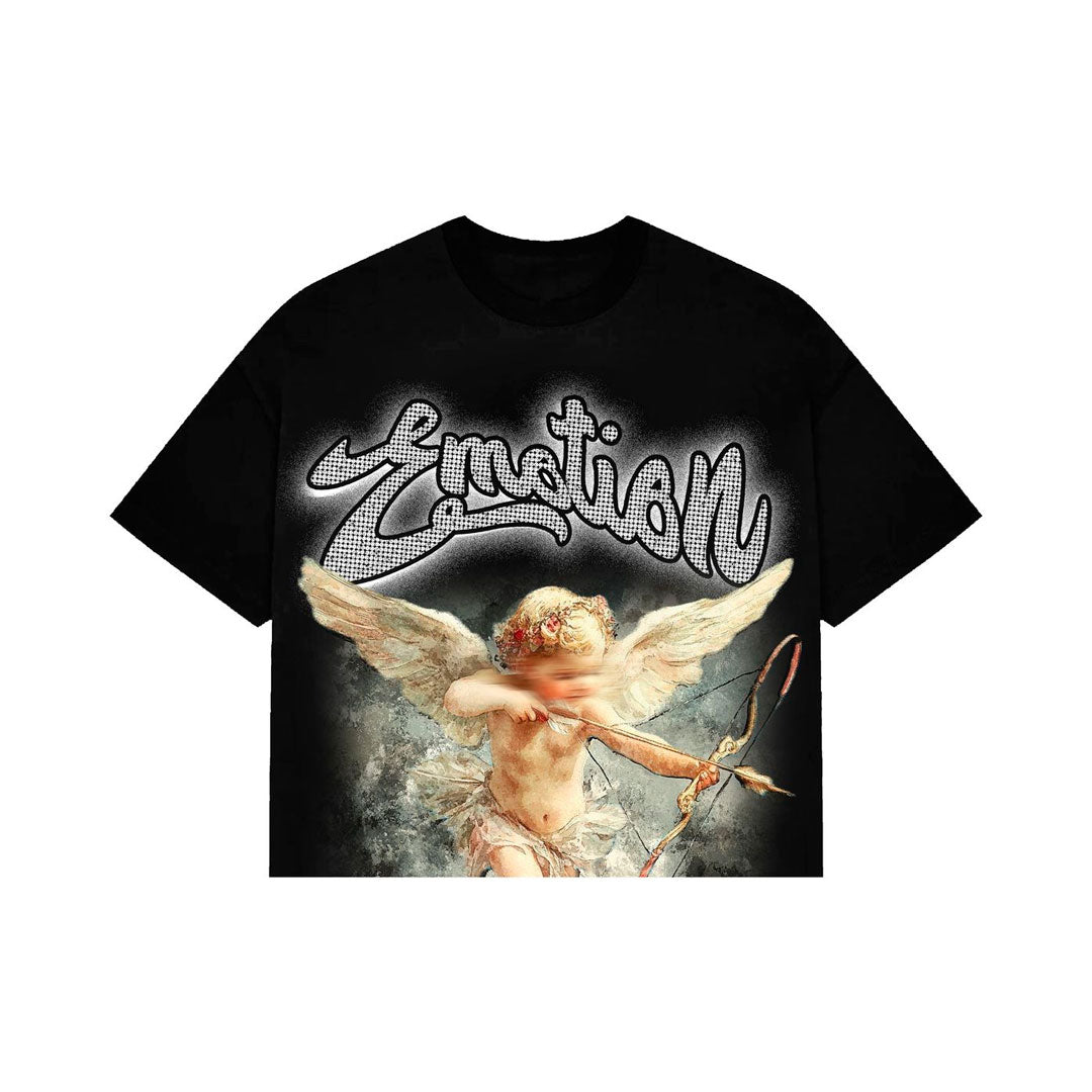 Camiseta Mixed Emotion Rhinestone Cupid Cropped