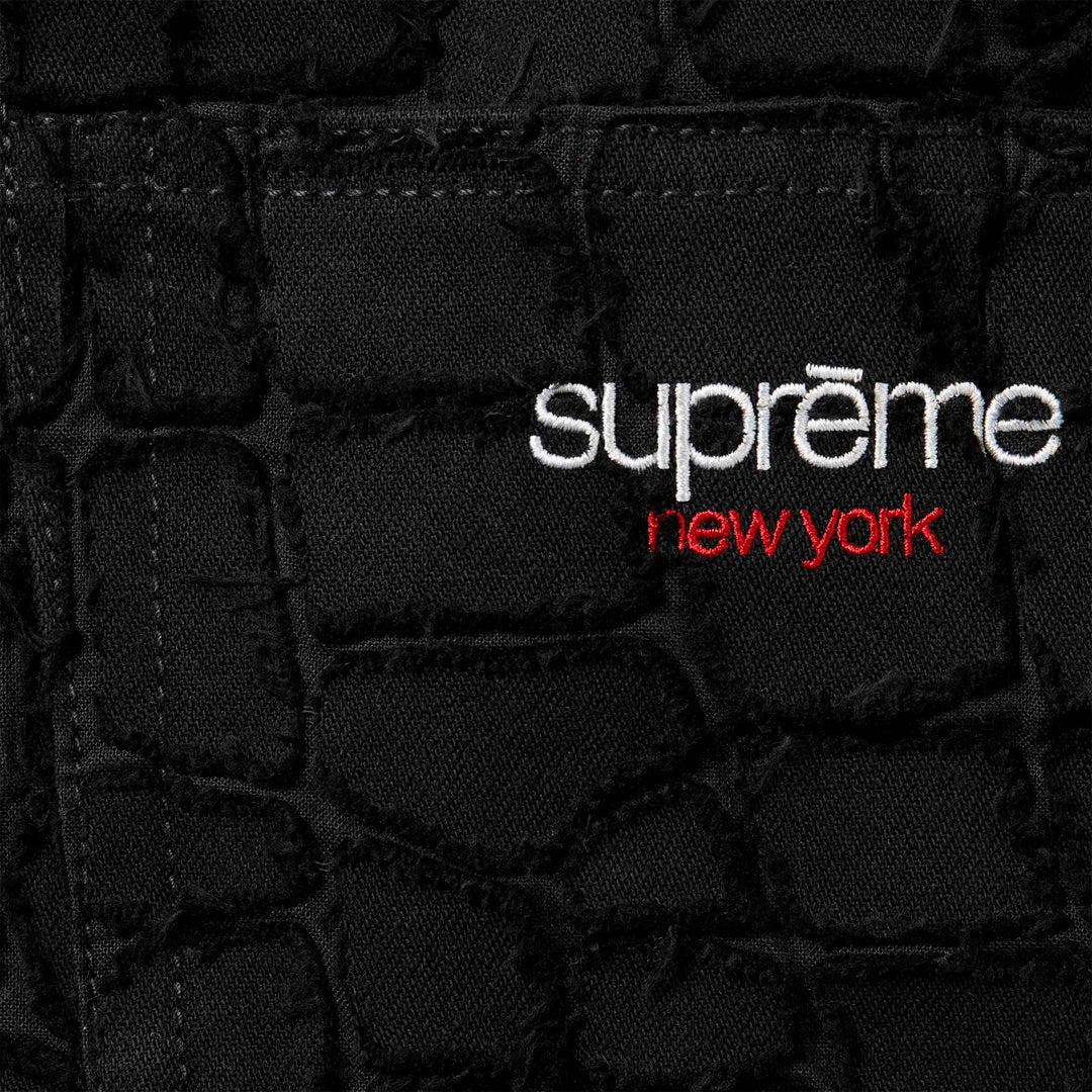 Short Supreme Denim Frayed Croc en negro