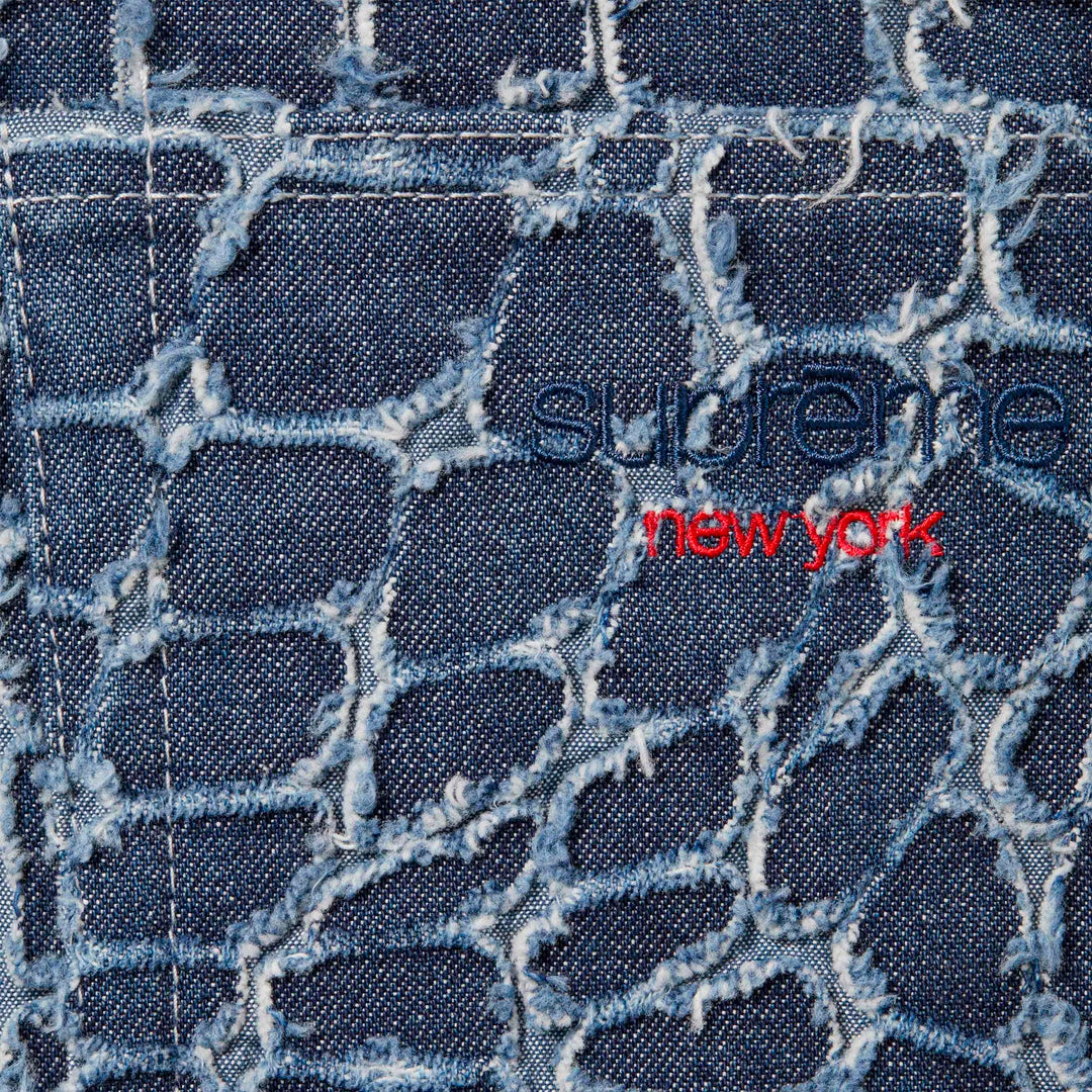Short Supreme Denim Frayed Croc en azul