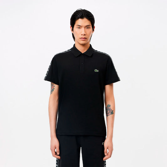 Camiseta Lacoste Polo Stripe logo en negro