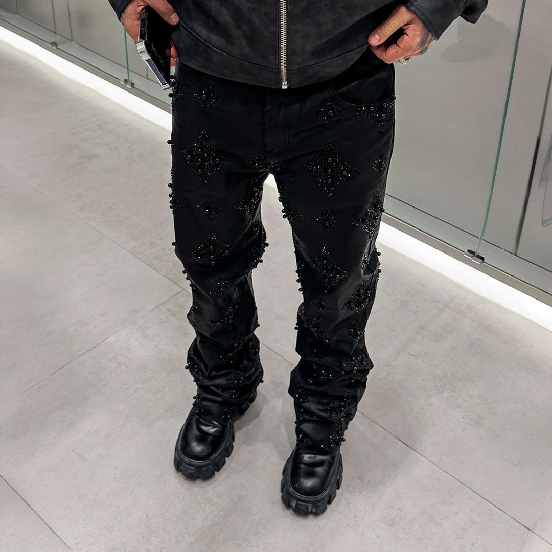 Pantalón Reputation Black Wax Embellish Denim