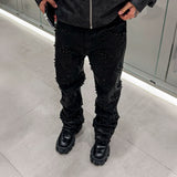 Pantalón Reputation Black Wax Embellish Denim