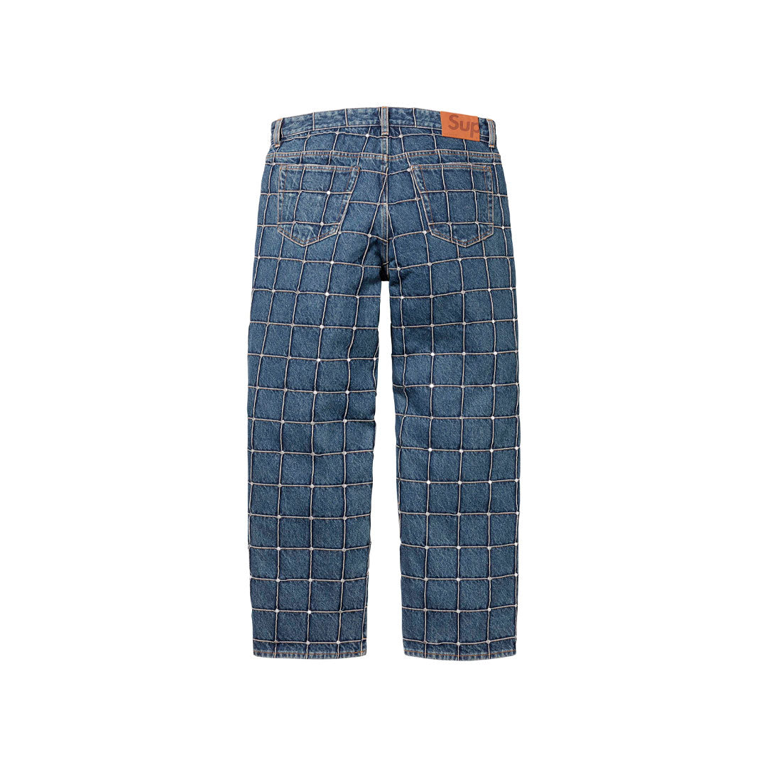 Pantalón Supreme Studded Seam Loose Fit en azul