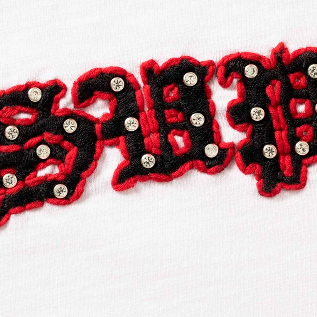 Camiseta Supreme Embroidered Rhinestone White