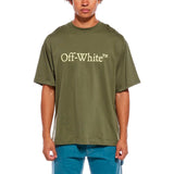 Camiseta Off-White Bookish Logo Oversize Winter Moss