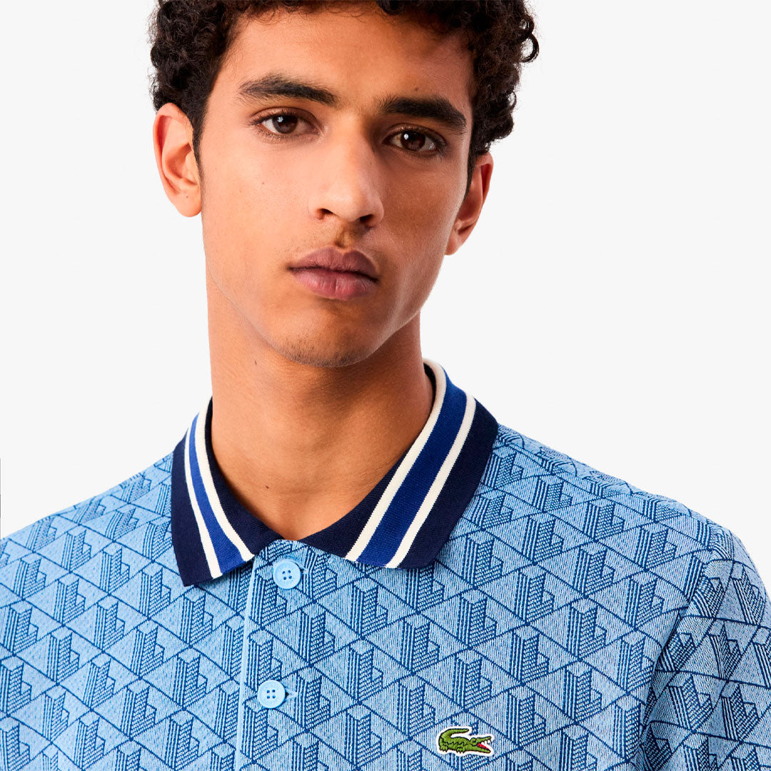 Camiseta Lacoste Polo Monogram en azul v2