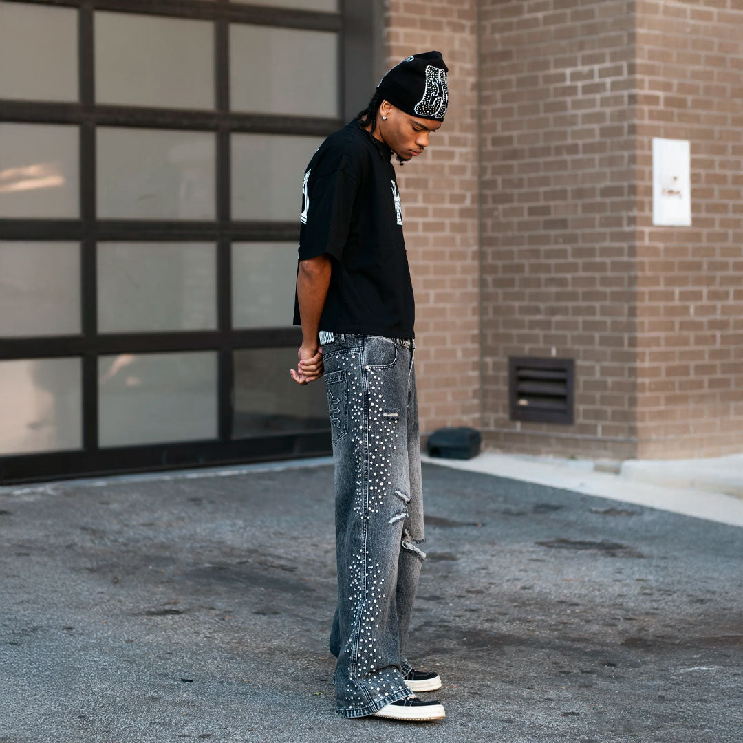 Pantalón Mixed Emotion Grey Baggy Jeans