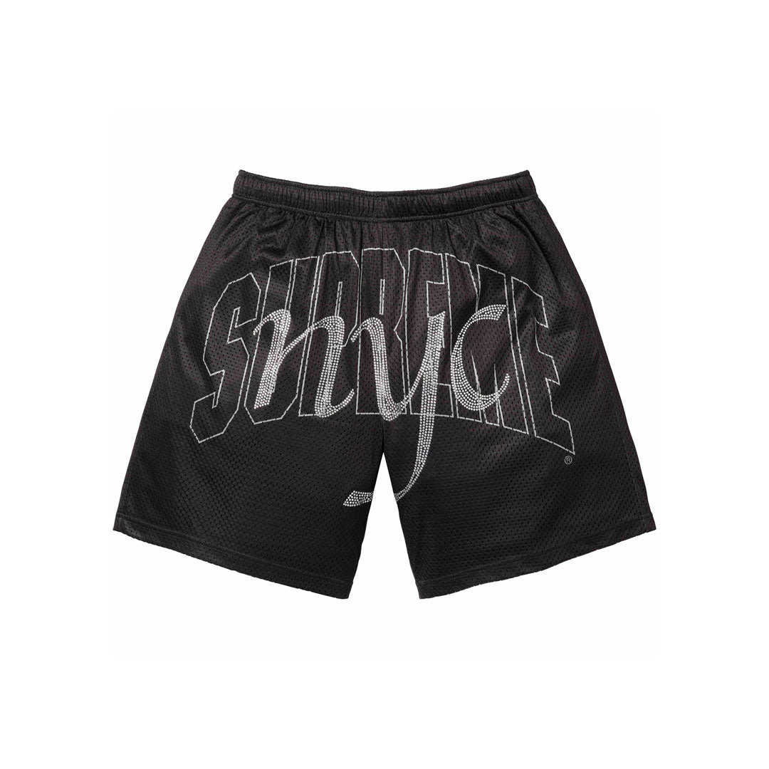 Short Supreme Rhinestone Mesh Black