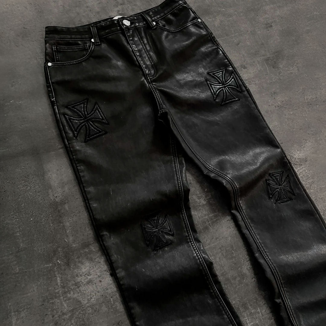 Pantalón Reputation Leather Cross Black