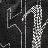 Short Supreme Rhinestone Mesh Black